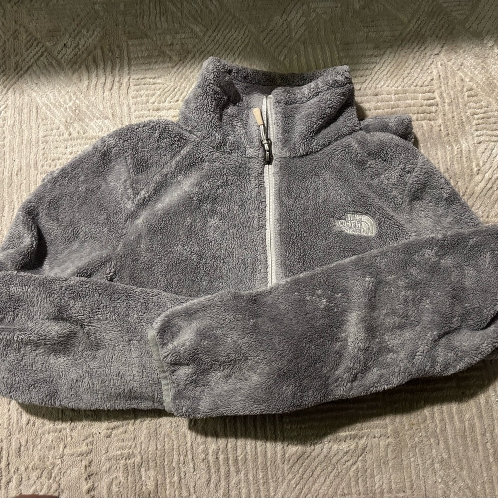 The North Face Light Gray Fuzzy Fleece Jacket